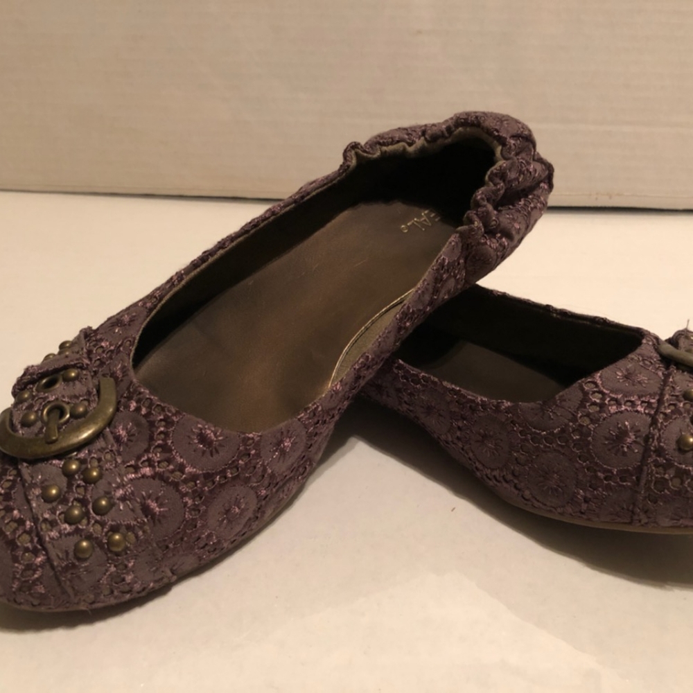 Brown Embroidered flats